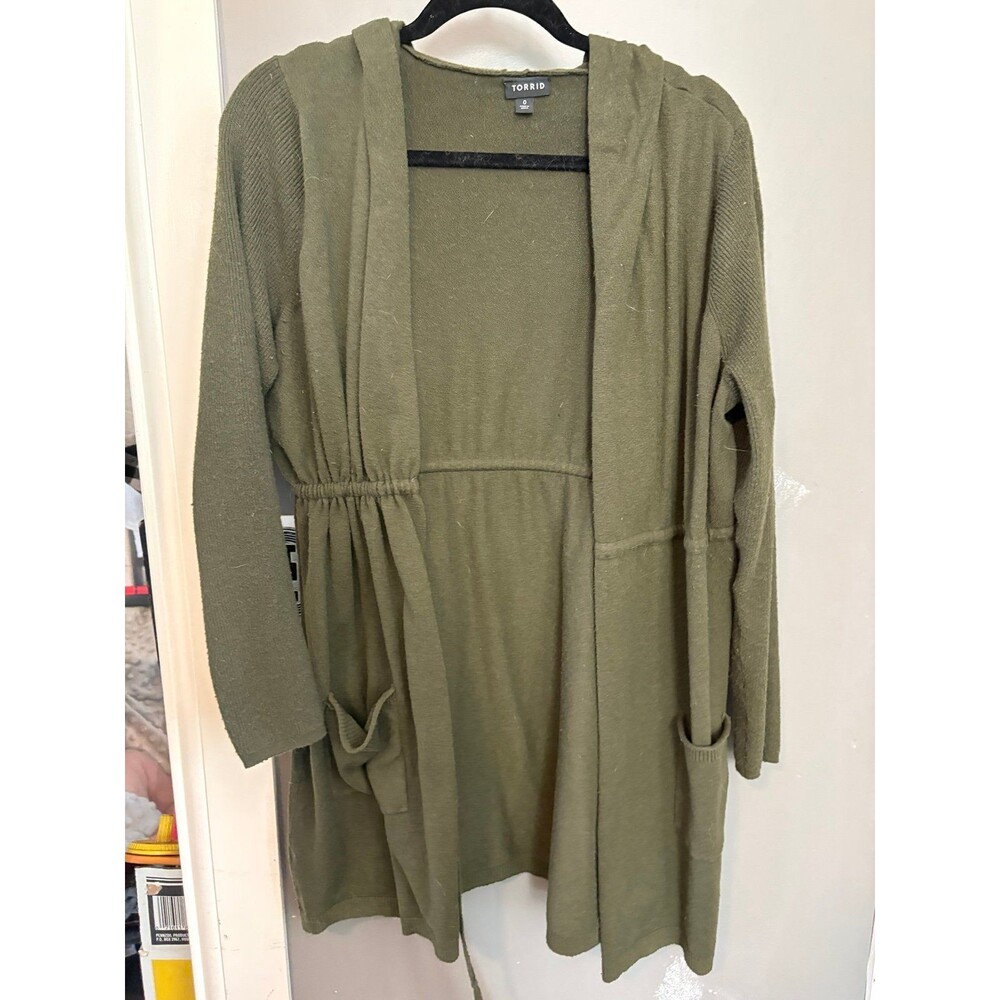 Torrid size 0 green hooded cardigan sweater